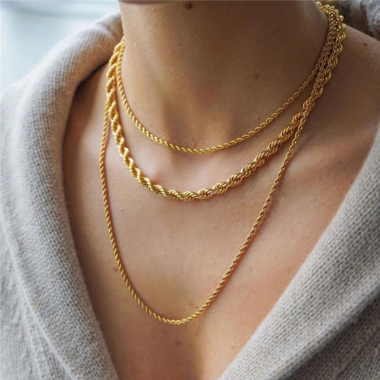 18K Gold Rope Chain Necklace Choker Dainty Chunky Twisted Chain Necklace for Women Jewelry